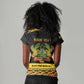 Personalized Afro Ghana Football Women V-Neck T-Shirt Black Stars Never Fall - Kente Pattern LT15