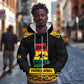 Personalized Afro Ghana Football Zip Hoodie Black Stars Never Fall - Kente Pattern - African Pride