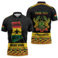 Personalized Afro Ghana Football Zipper Polo Shirt Black Stars Never Fall - Kente Pattern - African Pride