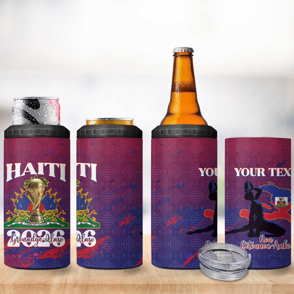 Personalized Afro-Haiti Football 4 in 1 Can Cooler Tumbler 2026 Nou Retounen Anko - African Pride