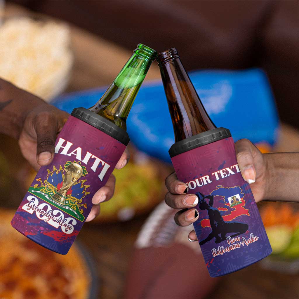 Personalized Afro-Haiti Football 4 in 1 Can Cooler Tumbler 2026 Nou Retounen Anko - African Pride