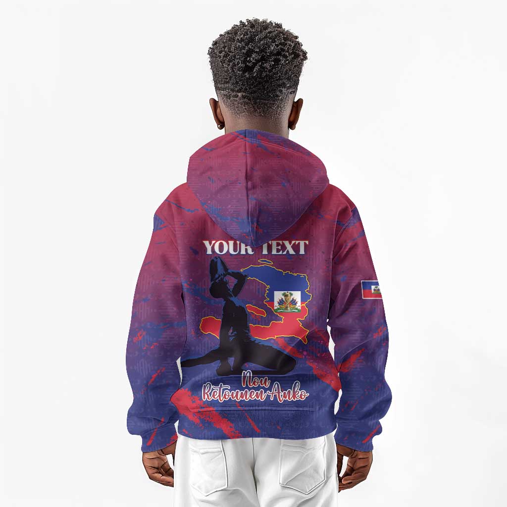 Personalized Afro-Haiti Football Kid Hoodie 2026 Nou Retounen Anko - African Pride