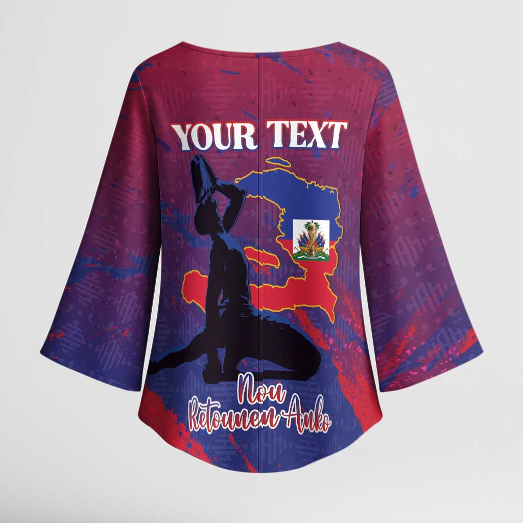 Personalized Afro-Haiti Football Kimono Sleeve Blouse 2026 Nou Retounen Anko - African Pride