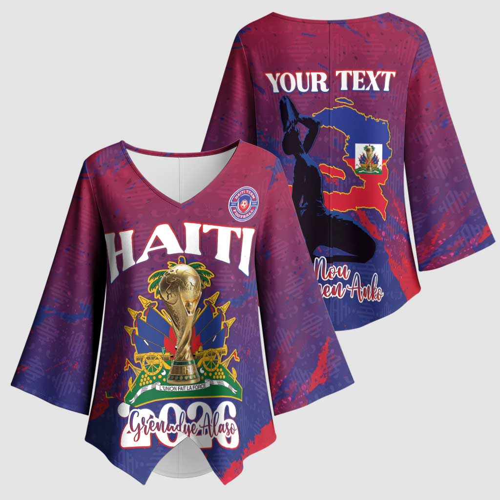 Personalized Afro-Haiti Football Kimono Sleeve Blouse 2026 Nou Retounen Anko - African Pride