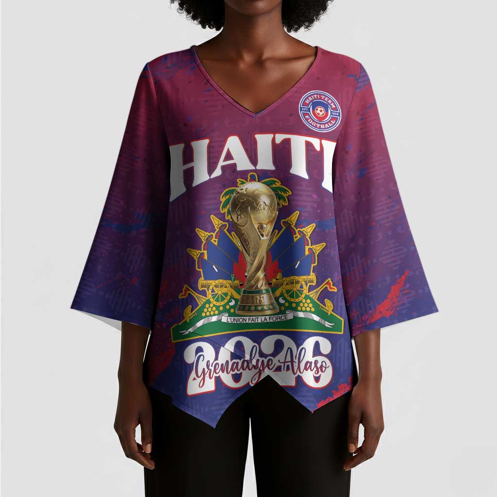 Personalized Afro-Haiti Football Kimono Sleeve Blouse 2026 Nou Retounen Anko - African Pride