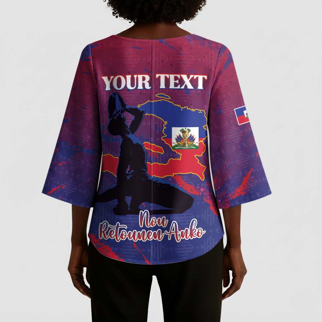 Personalized Afro-Haiti Football Kimono Sleeve Blouse 2026 Nou Retounen Anko - African Pride