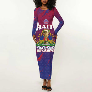 Personalized Afro-Haiti Football Long Sleeve Bodycon Dress 2026 Nou Retounen Anko - African Pride
