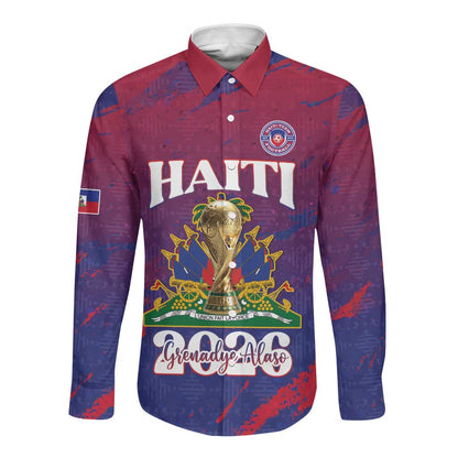 Personalized Afro-Haiti Football Long Sleeve Button Shirt 2026 Nou Retounen Anko - African Pride