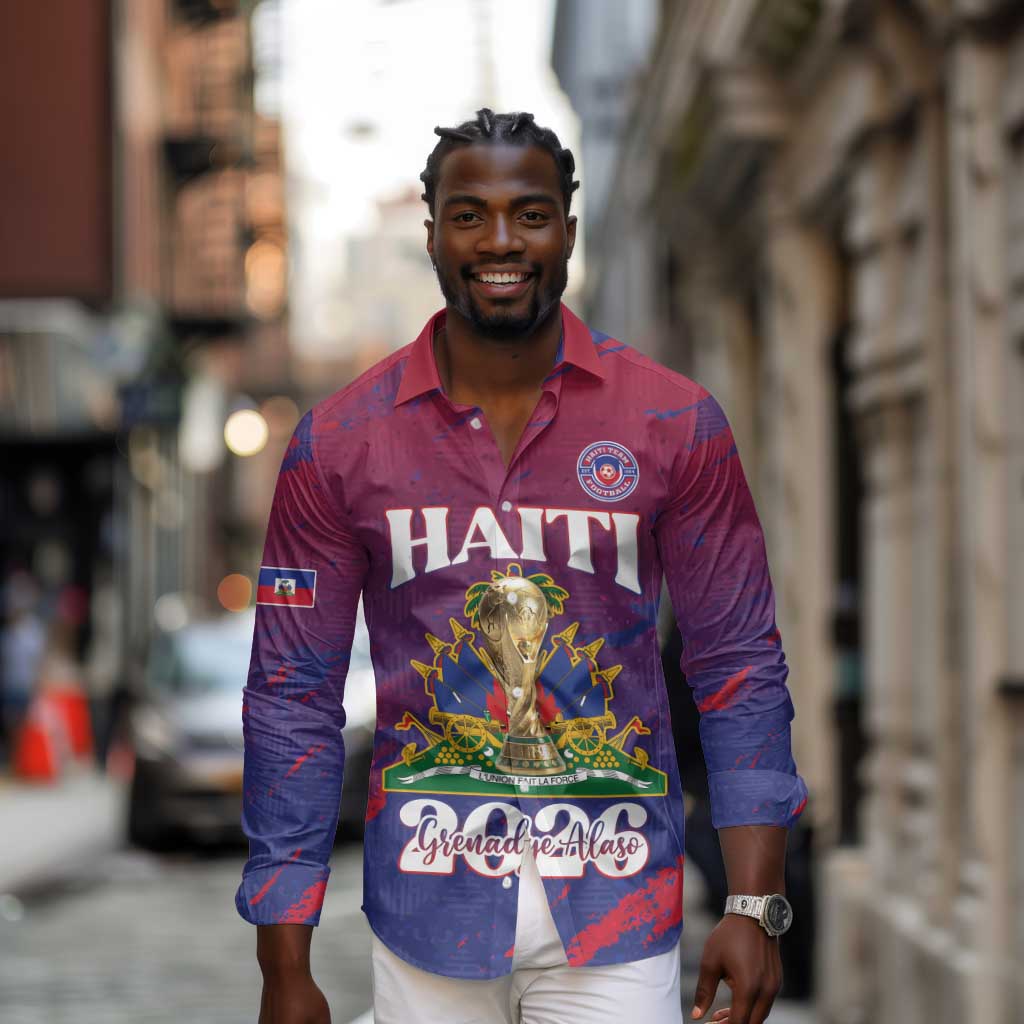 Personalized Afro-Haiti Football Long Sleeve Button Shirt 2026 Nou Retounen Anko - African Pride