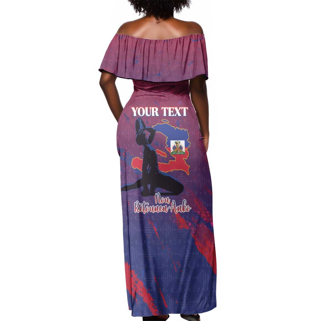 Personalized Afro-Haiti Football Off Shoulder Maxi Dress 2026 Nou Retounen Anko - African Pride