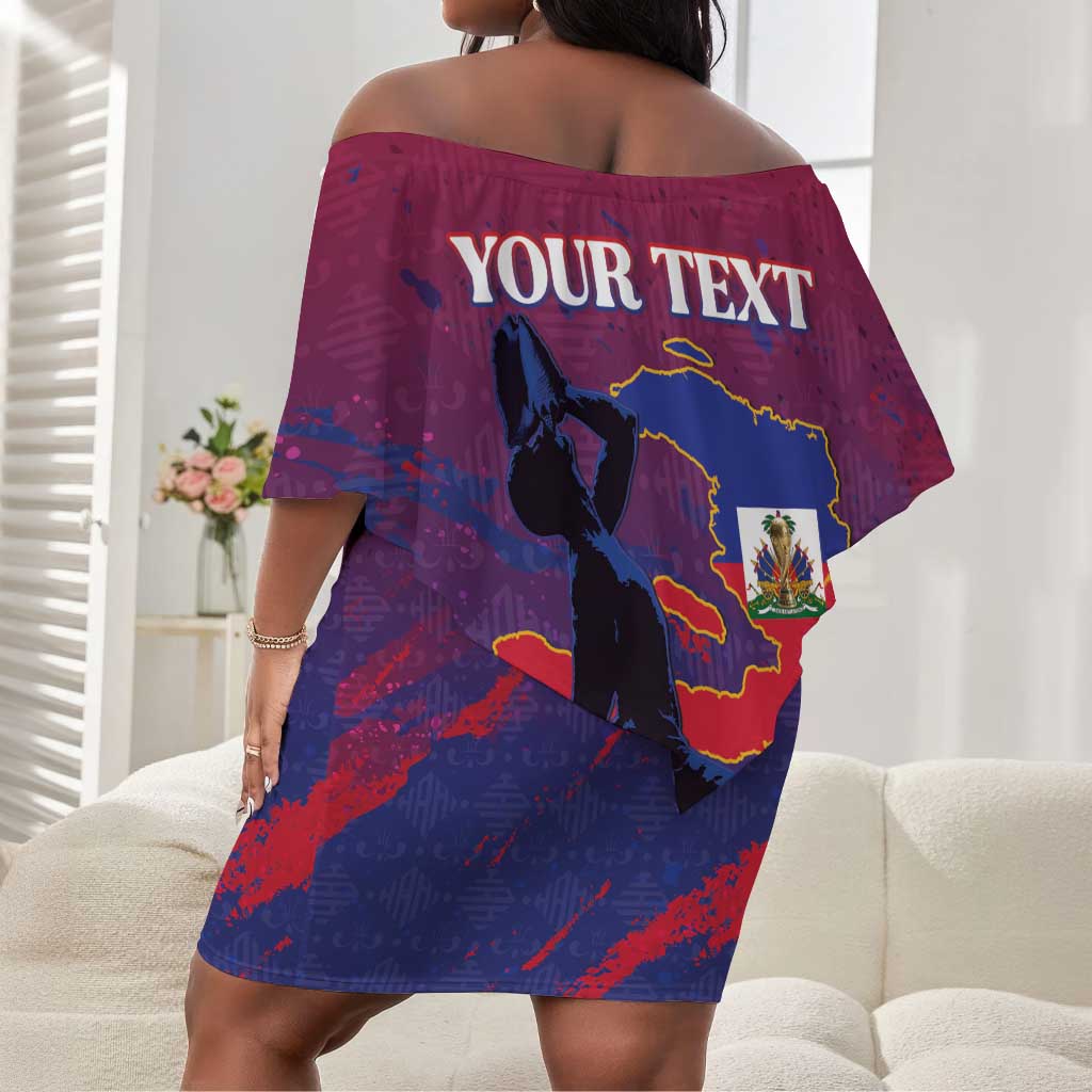 Personalized Afro-Haiti Football Off Shoulder Short Dress 2026 Nou Retounen Anko - African Pride
