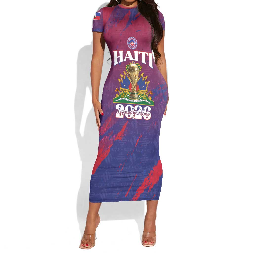 Personalized Afro-Haiti Football Short Sleeve Bodycon Dress 2026 Nou Retounen Anko LT15