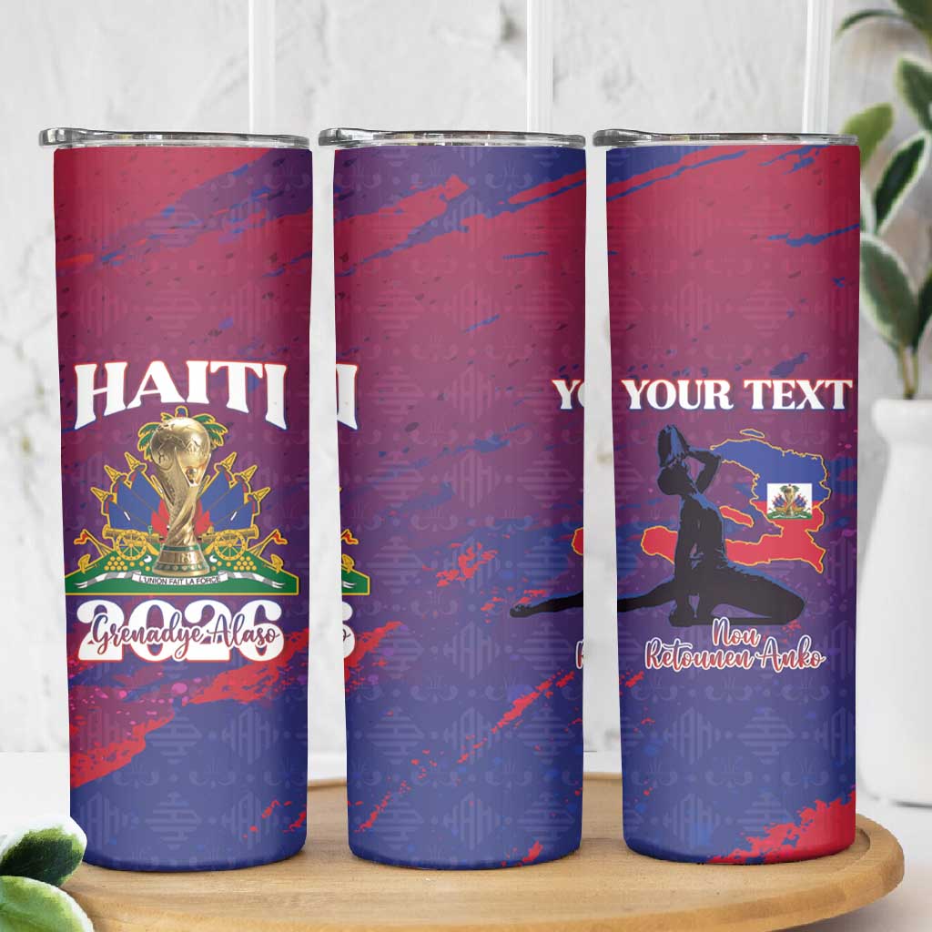 Personalized Afro-Haiti Football Skinny Tumbler 2026 Nou Retounen Anko - African Pride