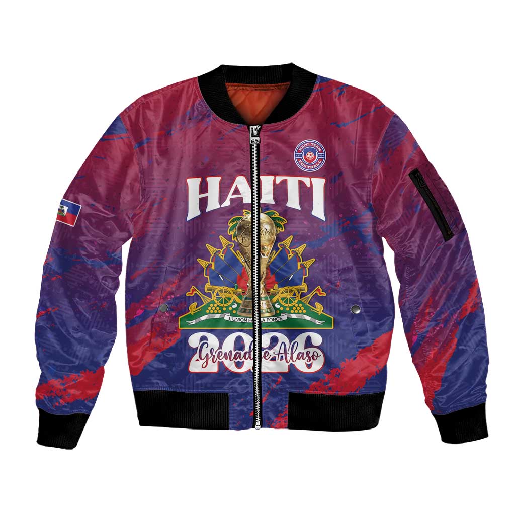 Personalized Afro-Haiti Football Sleeve Zip Bomber Jacket 2026 Nou Retounen Anko - African Pride