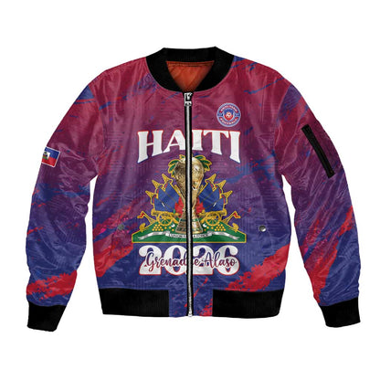 Personalized Afro-Haiti Football Sleeve Zip Bomber Jacket 2026 Nou Retounen Anko - African Pride