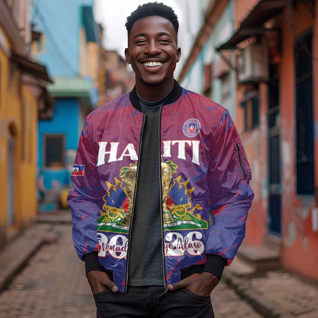 Personalized Afro-Haiti Football Sleeve Zip Bomber Jacket 2026 Nou Retounen Anko - African Pride