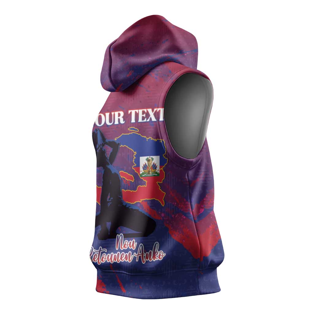 Personalized Afro-Haiti Football Sleeveless Hoodie 2026 Nou Retounen Anko - African Pride