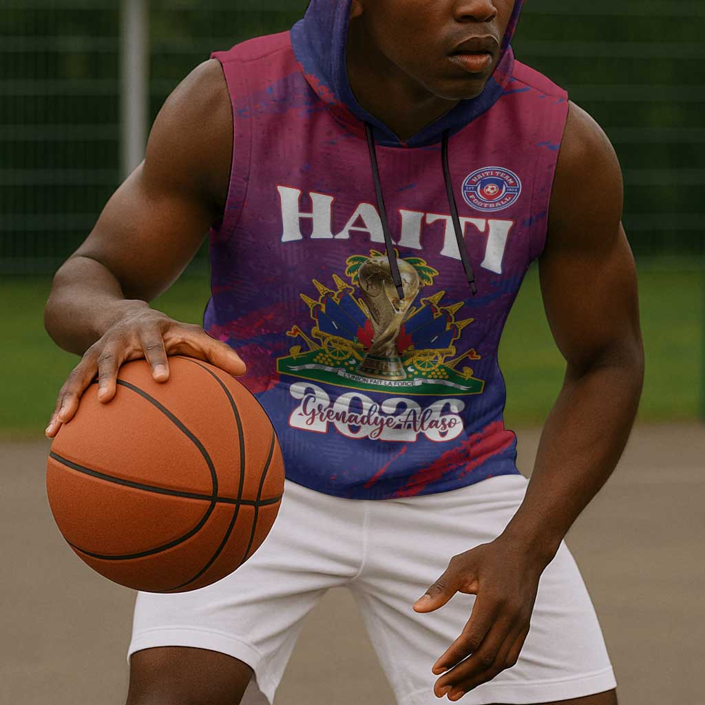 Personalized Afro-Haiti Football Sleeveless Hoodie 2026 Nou Retounen Anko - African Pride