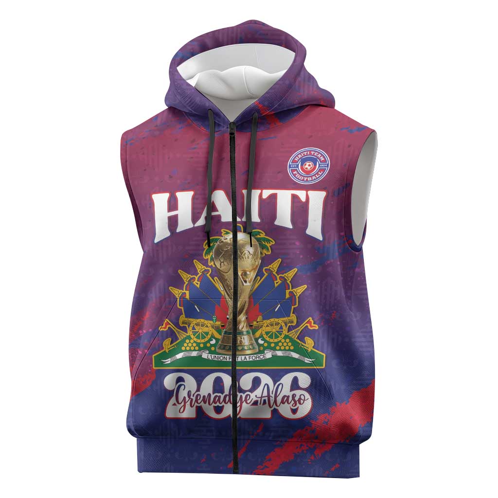 Personalized Afro-Haiti Football Sleeveless Zip Hoodie 2026 Nou Retounen Anko - African Pride