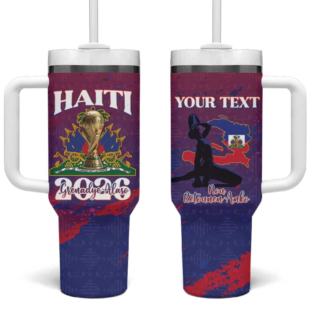 Personalized Afro-Haiti Football Tumbler With Handle 2026 Nou Retounen Anko - African Pride