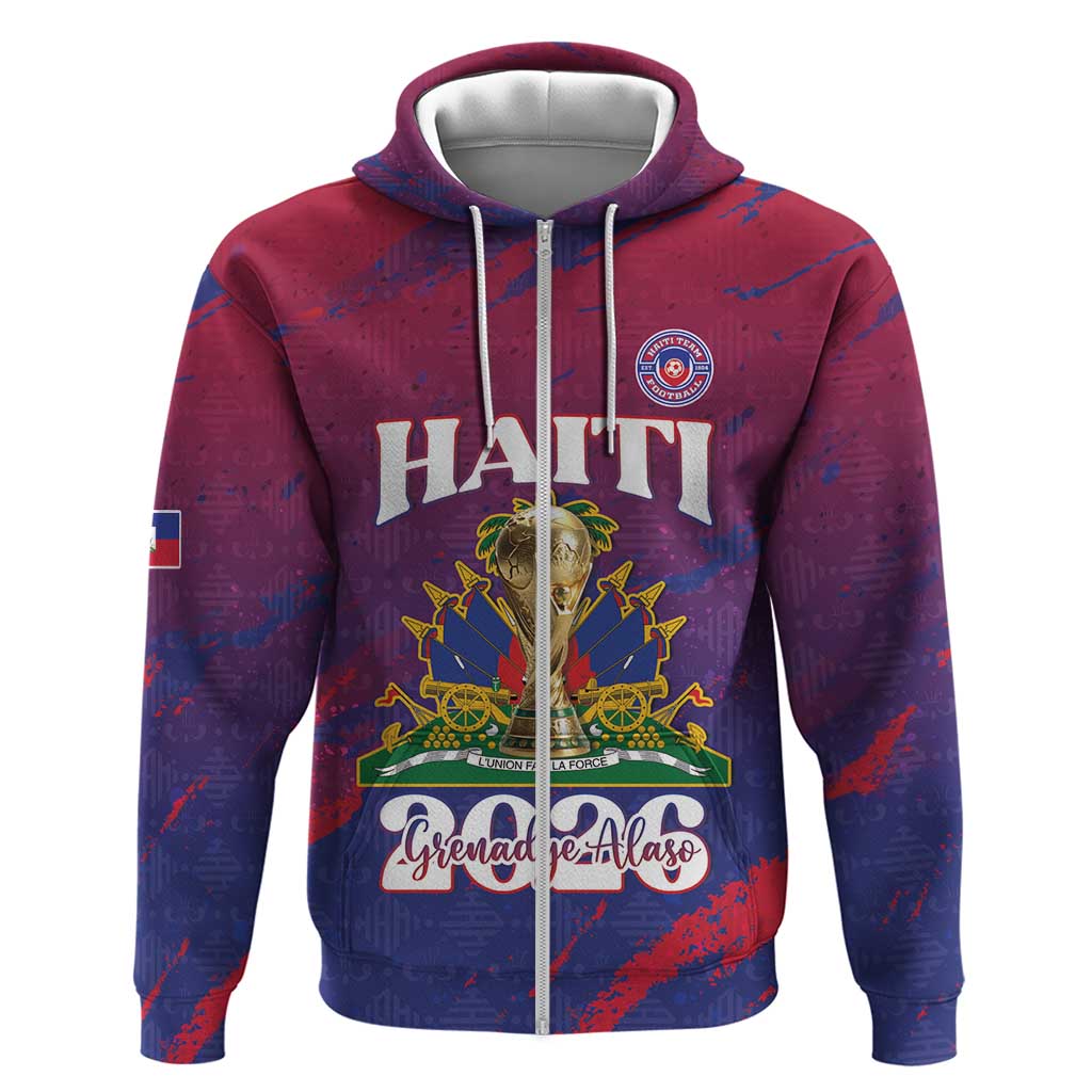 Personalized Afro-Haiti Football Zip Hoodie 2026 Nou Retounen Anko - African Pride