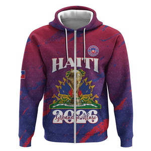 Personalized Afro-Haiti Football Zip Hoodie 2026 Nou Retounen Anko - African Pride