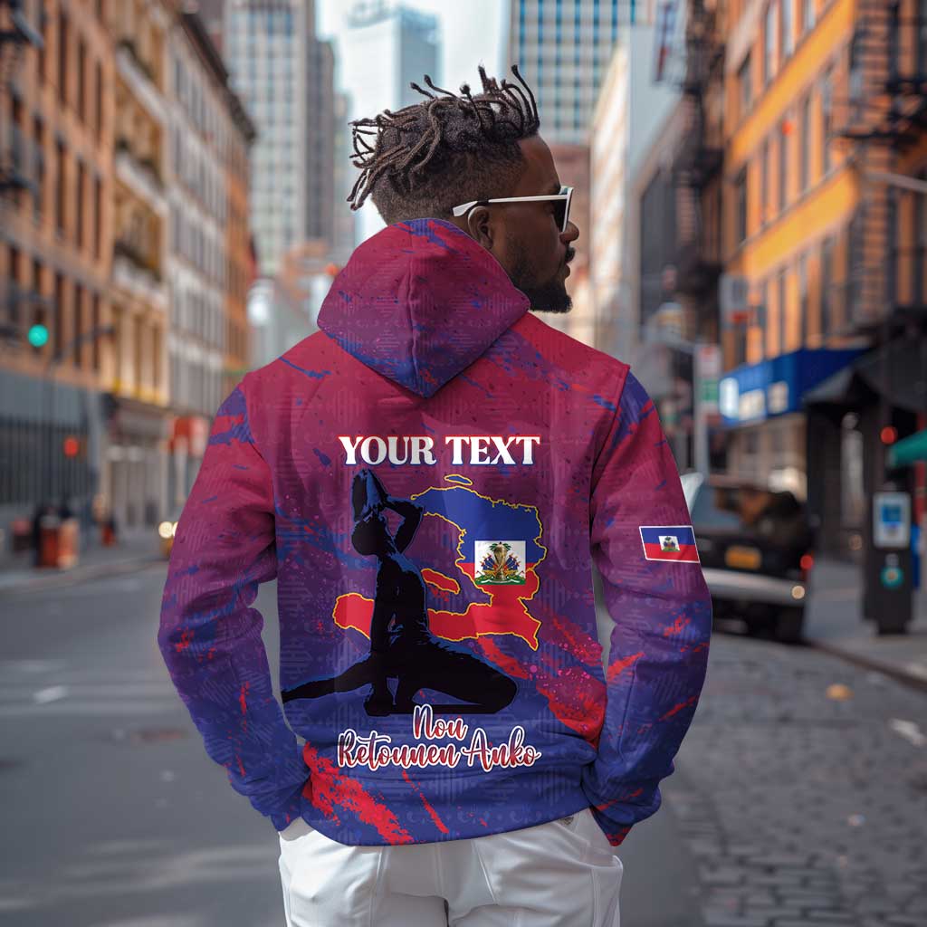 Personalized Afro-Haiti Football Zip Hoodie 2026 Nou Retounen Anko - African Pride