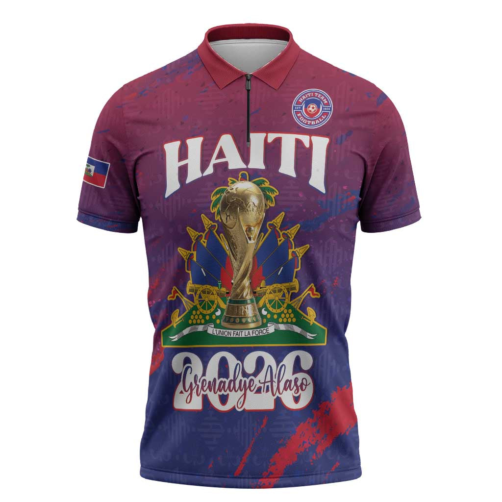 Personalized Afro-Haiti Football Zipper Polo Shirt 2026 Nou Retounen Anko - African Pride