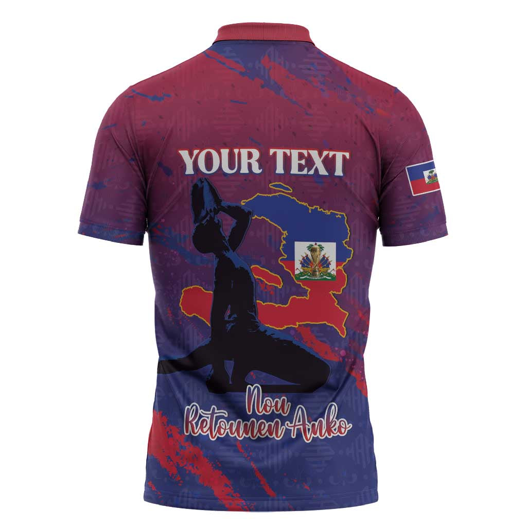 Personalized Afro-Haiti Football Zipper Polo Shirt 2026 Nou Retounen Anko - African Pride