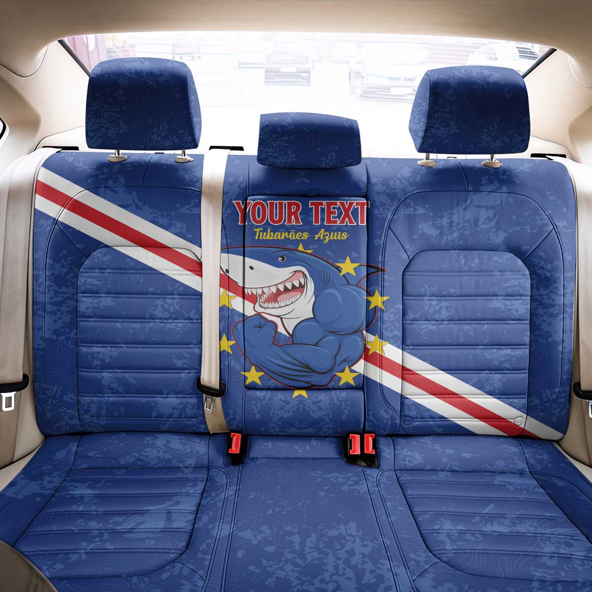 Custom Cabo Verde Football Back Car Seat Cover Go Tubaroes Azuis