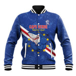 Custom Cabo Verde Football Baseball Jacket Go Tubaroes Azuis