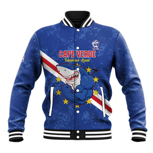 Custom Cabo Verde Football Baseball Jacket Go Tubaroes Azuis