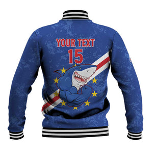 Custom Cabo Verde Football Baseball Jacket Go Tubaroes Azuis