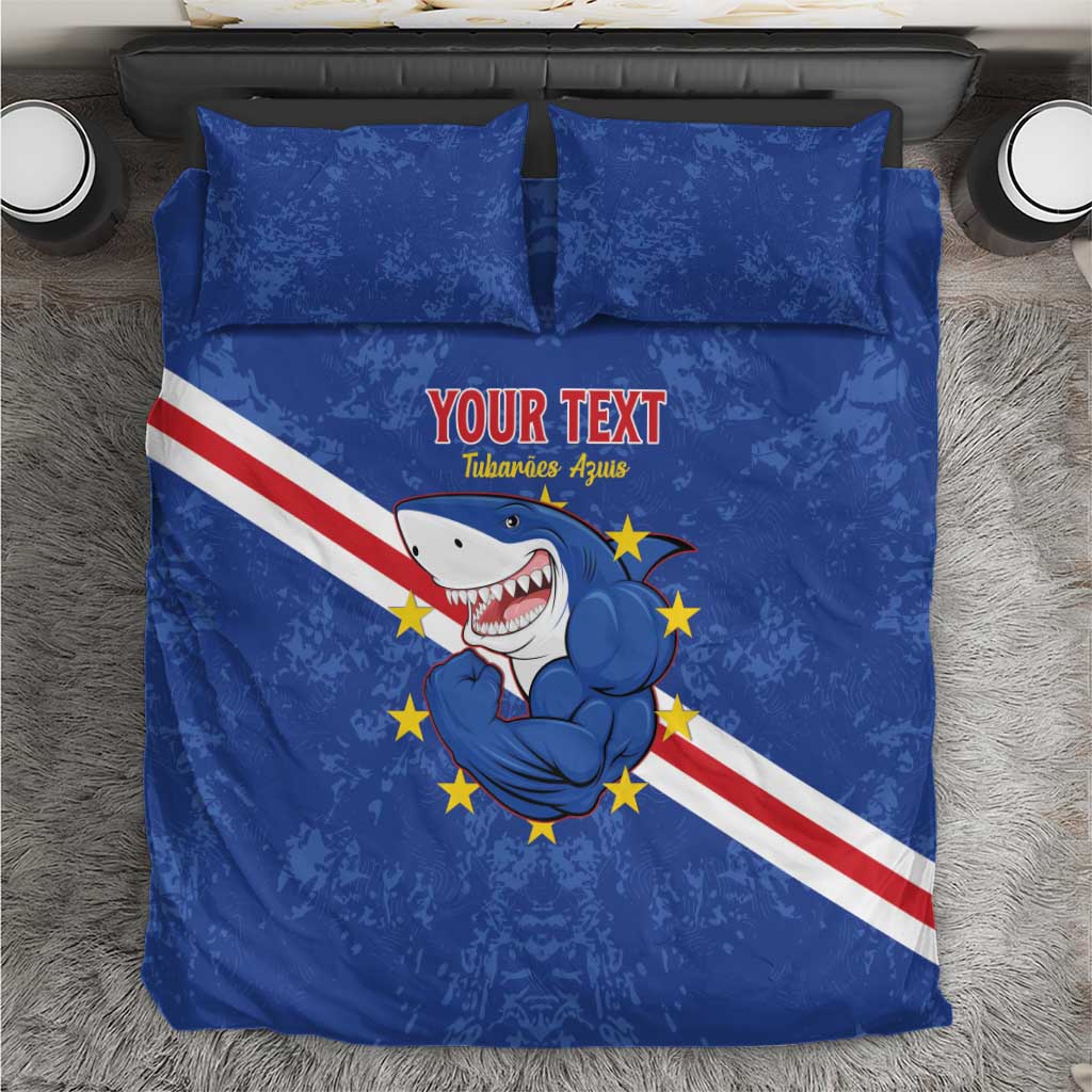 Custom Cabo Verde Football Bedding Set Go Tubaroes Azuis