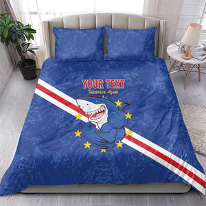 Custom Cabo Verde Football Bedding Set Go Tubaroes Azuis
