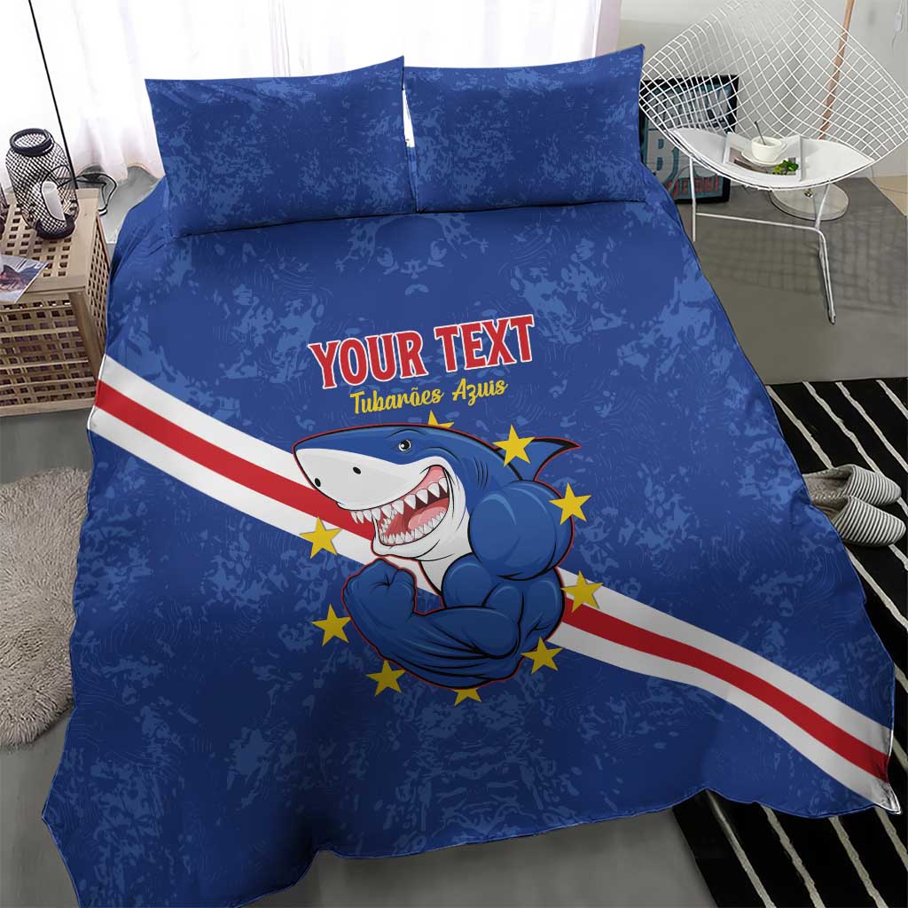 Custom Cabo Verde Football Bedding Set Go Tubaroes Azuis