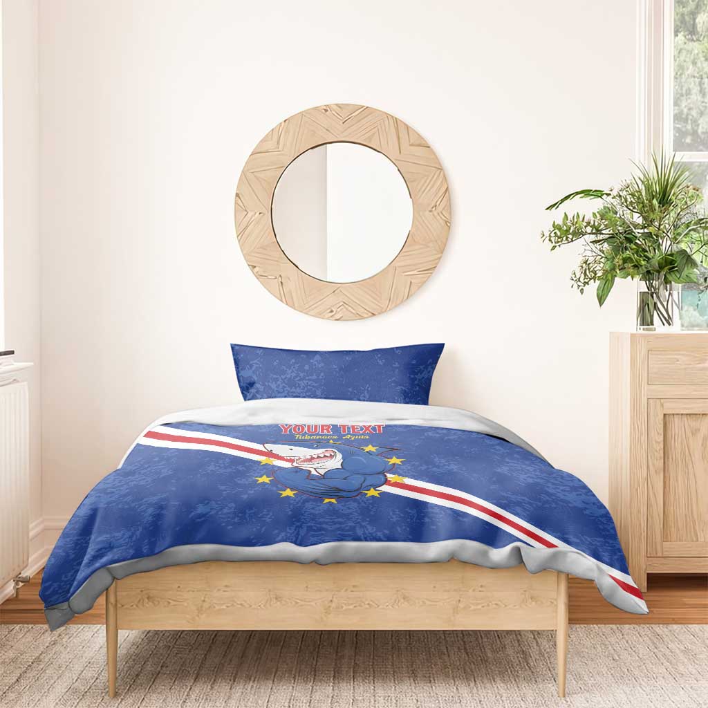 Custom Cabo Verde Football Bedding Set Go Tubaroes Azuis