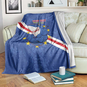 Custom Cabo Verde Football Blanket Go Tubaroes Azuis