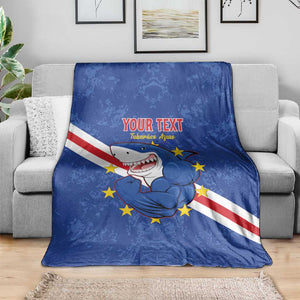 Custom Cabo Verde Football Blanket Go Tubaroes Azuis