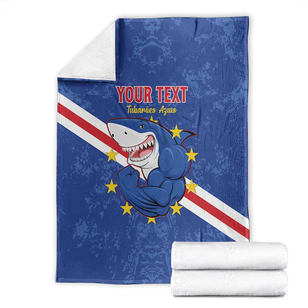 Custom Cabo Verde Football Blanket Go Tubaroes Azuis