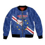 Custom Cabo Verde Football Bomber Jacket Go Tubaroes Azuis