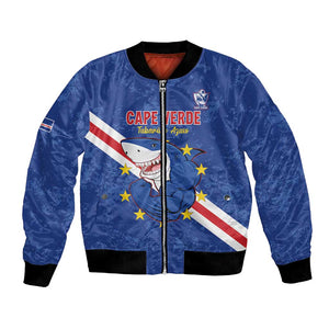Custom Cabo Verde Football Bomber Jacket Go Tubaroes Azuis