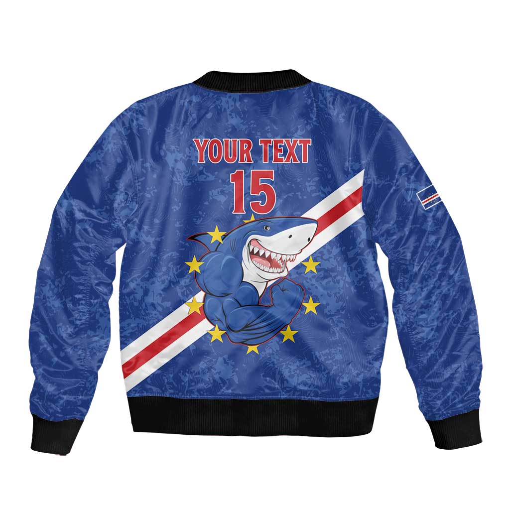 Custom Cabo Verde Football Bomber Jacket Go Tubaroes Azuis