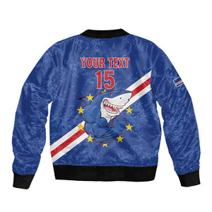 Custom Cabo Verde Football Bomber Jacket Go Tubaroes Azuis