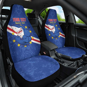 Custom Cabo Verde Football Car Seat Cover Go Tubaroes Azuis