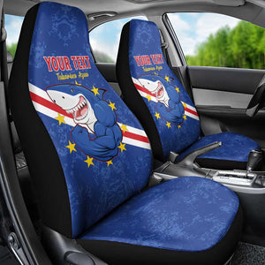 Custom Cabo Verde Football Car Seat Cover Go Tubaroes Azuis