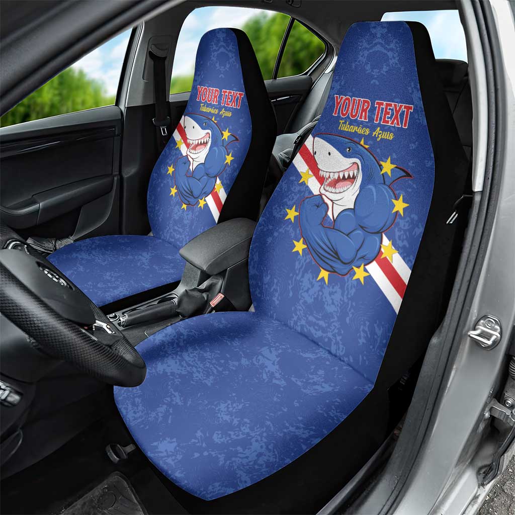 Custom Cabo Verde Football Car Seat Cover Go Tubaroes Azuis