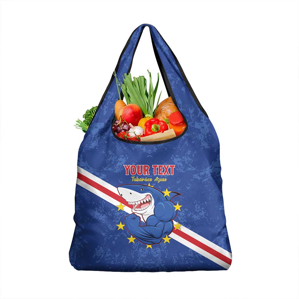 Custom Cabo Verde Football Grocery Bag Go Tubaroes Azuis