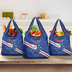 Custom Cabo Verde Football Grocery Bag Go Tubaroes Azuis