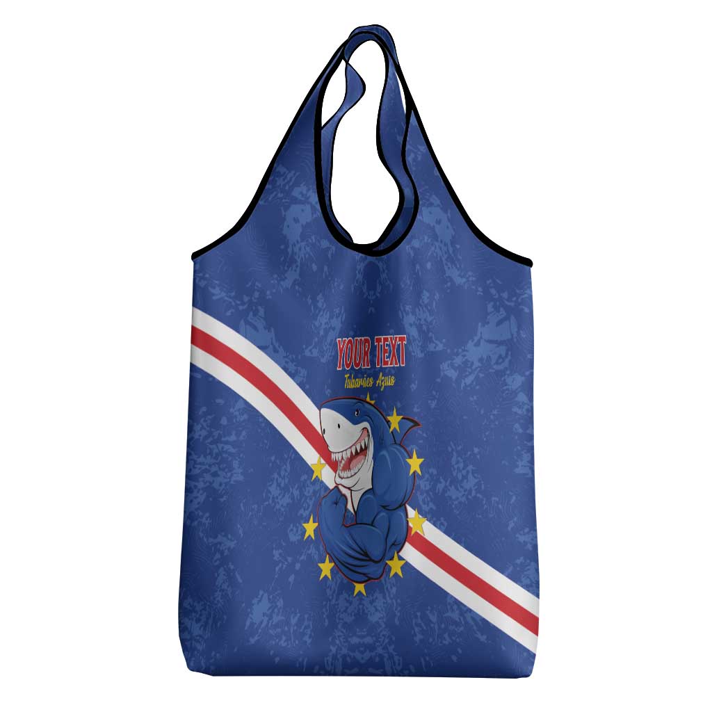 Custom Cabo Verde Football Grocery Bag Go Tubaroes Azuis